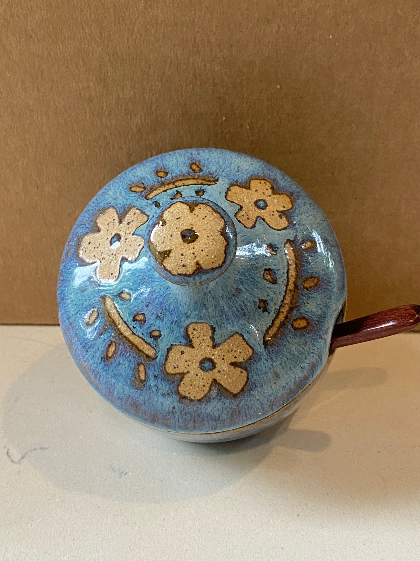 Flower salt jar with spoon